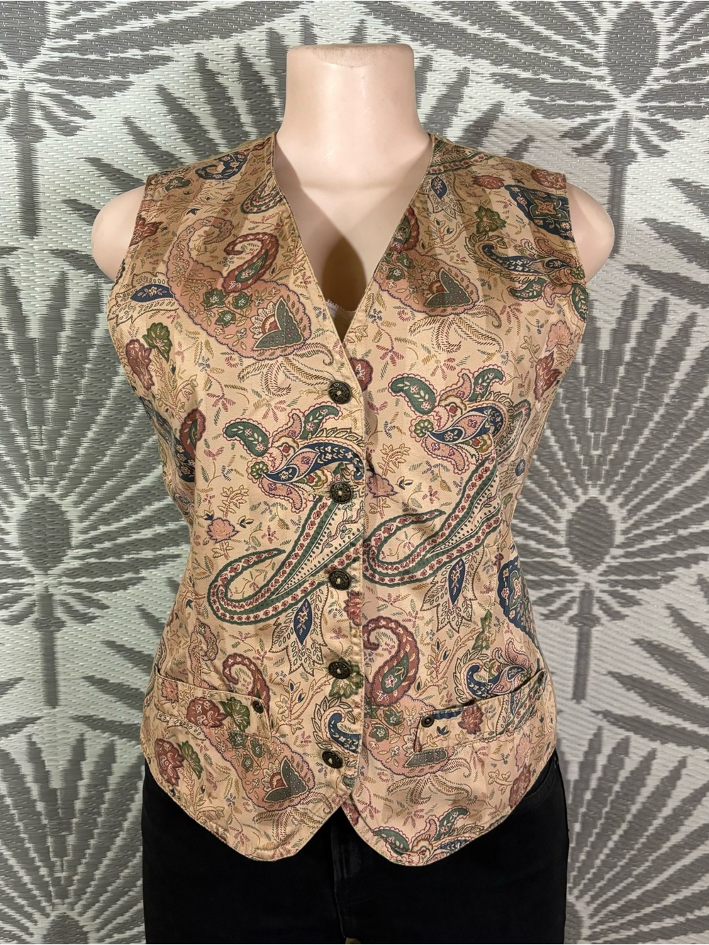 Vintage 90s Paisley Vest Women’s Size S pink western Cottagecore Prairie Boho